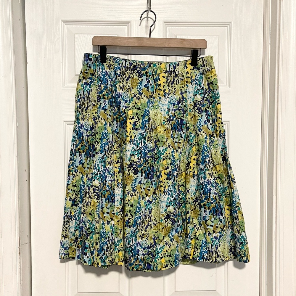 Talbots Vibrant Blue & Green A-Line Skirt sz 10